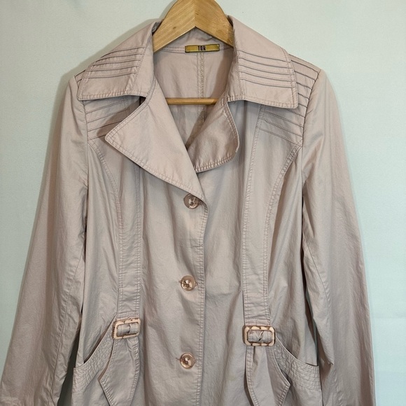 TNH Collection Womens Trench Coat Size 40 M Vintage Preppy Dusty Rose Minimalist - Picture 11 of 16